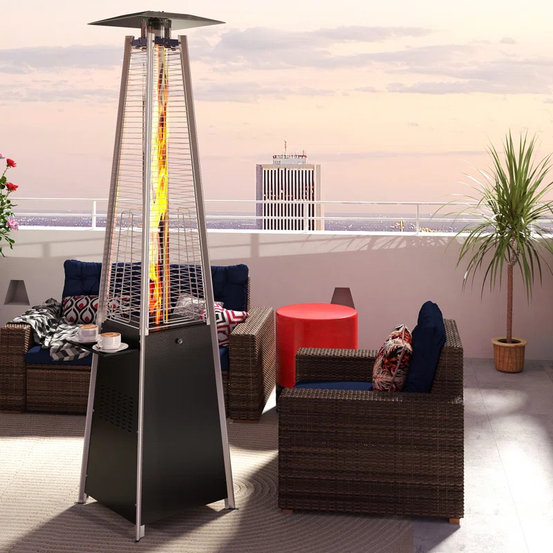 48,000 BTU Propane Standing Patio Heater with Wheels and Small Table Top Pyramid Outdoor Patio He... | Wayfair North America