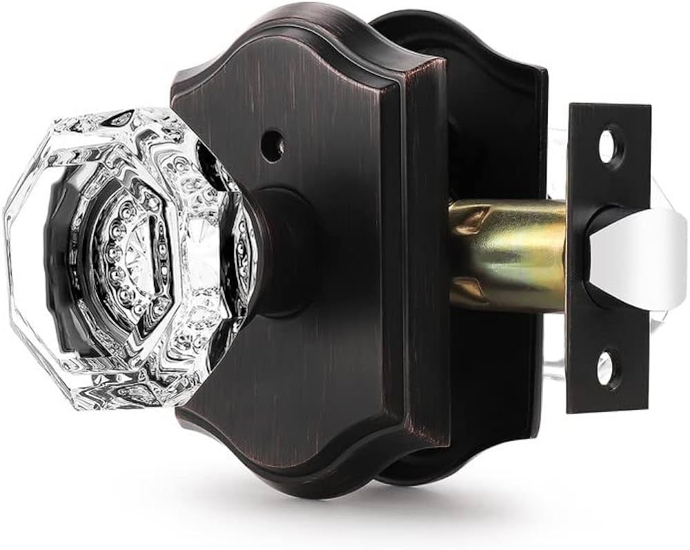 Orger Octagonal Crystal Door Knob 1 Pack, Interior Privacy Door Handle for Bed/Bathroom with Pin ... | Amazon (US)