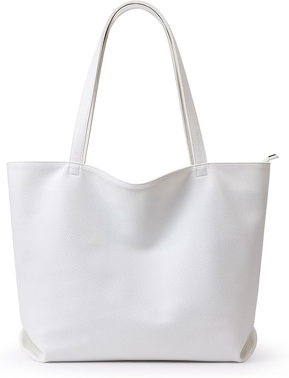 WLLWOO Soft Vegan Leather Tote Bag for Women Large Casual Hobo Handbags Zipper Shoulder Work Dail... | Amazon (US)