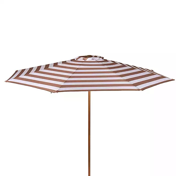 Taupe and White Striped Outdoor Umbrella | Kirklands