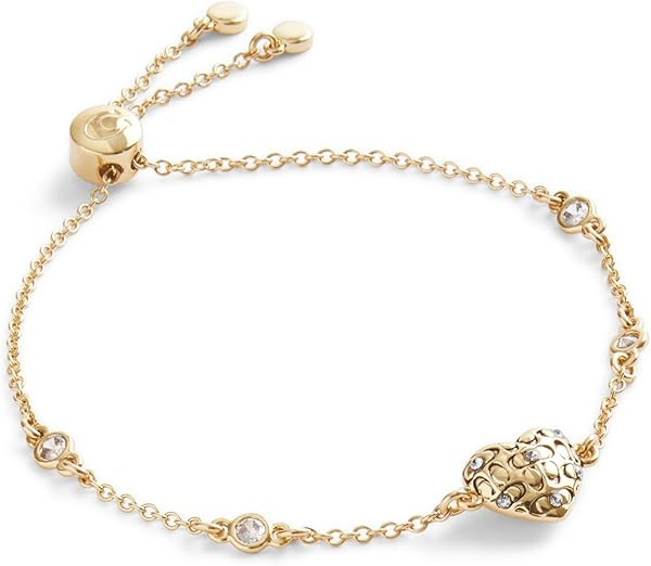 Amazon.com: Coach, Women's, Signature Quilted Heart Slider Bracelet, Crystal/Gold, One Size: Clot... | Amazon (US)