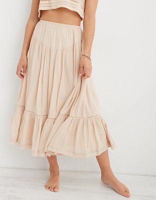 Aerie V Yoke Midi Skirt | American Eagle Outfitters (US & CA)