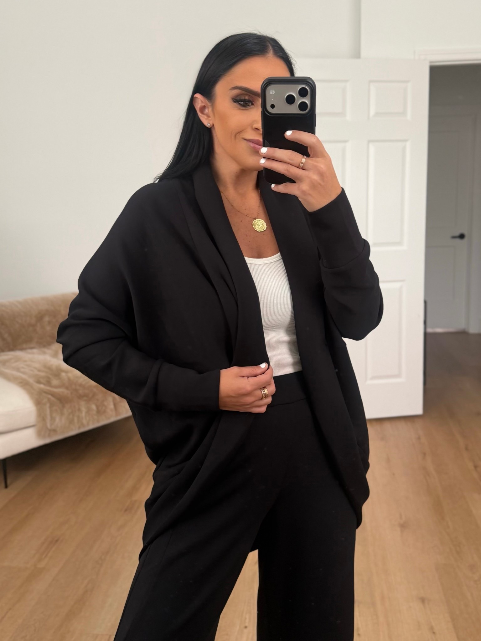 SPANX AirEssentials® Cocoon Cardigan now $69 originally $148 wearing size XS/S