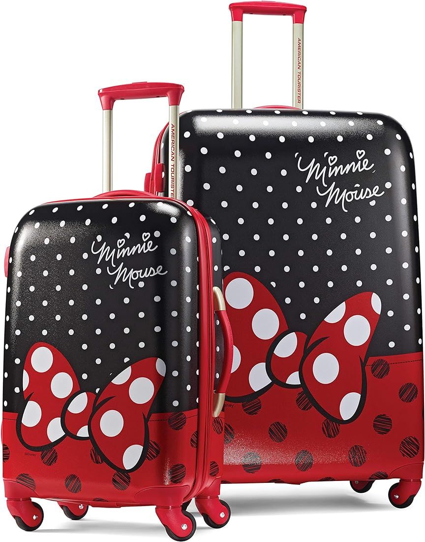 AMERICAN TOURISTER Kids' Disney Hardside Luggage with Spinner Wheels, Minnie Mouse Red Bow, 2-Pie... | Amazon (US)