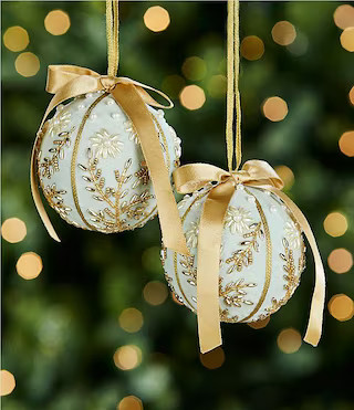 Southern Living Twelve Days of Christmas Collection Hand Embroidered Beaded Velvet Ball Ornament,... | Dillard's