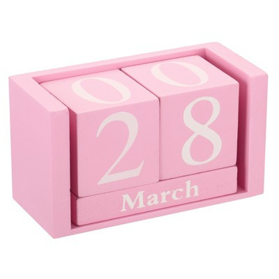 Unique Bargains Vintage Wood Block Reusable Display Desk Calendar 1 Pc Pink | Target