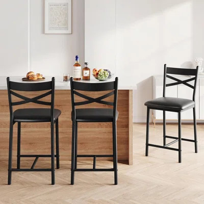 Bar Stools Set of 2 - Bar Stools, Kitchen Stools, Bar Chairs, Metal Bar Stools, Modern Bar Stools | Wayfair North America