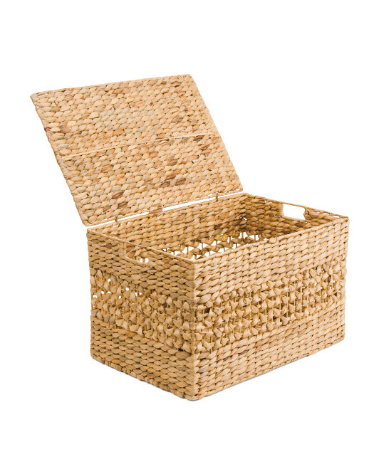 Water Hyacinth Rectangular Lidded Basket | TJ Maxx