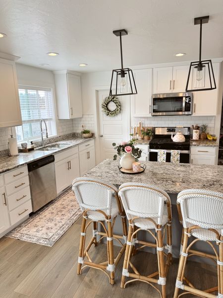 Summer kitchen refresh - Mackenzie Childs rosy check tea kettle and more, Amazon runner rug, Serena and Lily counter stools, and more! 

#LTKfindsunder50 #LTKhome #LTKfindsunder100