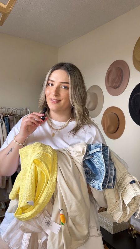 Old Navy spring try on haul
Black halter top - M
Butter yellow tank - L
Striped button up - L
Graphic tee - L
White jeans - 14
Cargo pants - L
Denim mini skirt - 14
Grey lounge shorts - L

Spring fashion, spring outfits, vacation outfits, spring wardrobe basics, affordable fashion 

#LTKmidsize #LTKSeasonal #LTKVideo