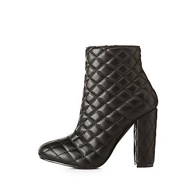 Quilted Faux Leather Ankle Booties | Charlotte Russe