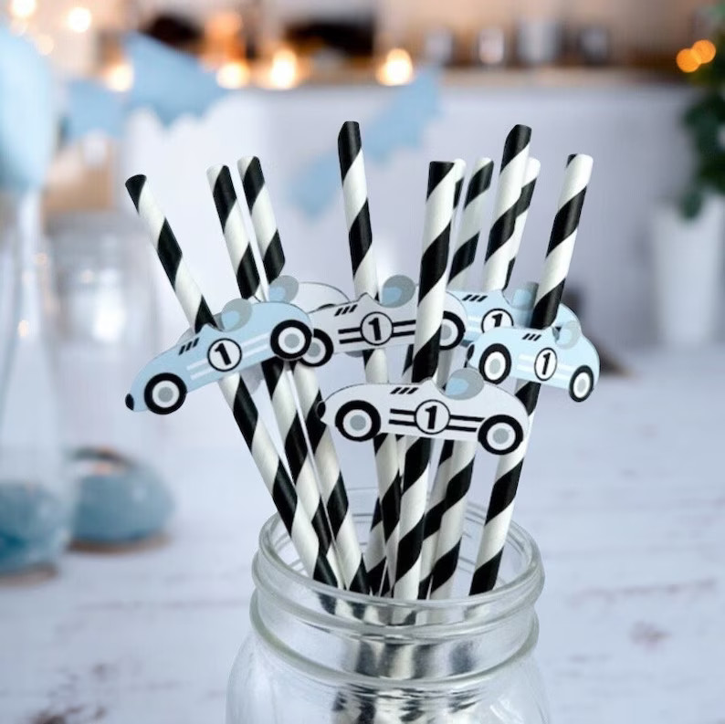 Fast One Party Straws, Retro Race Car Birthday Decoration, Two Fast Drinking Straws, Vintage Raci... | Etsy (US)
