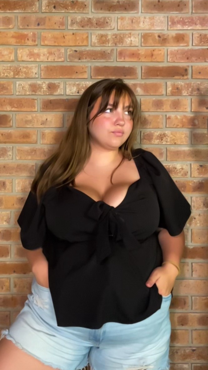 Women’s casual outfit, Black blouse with bow in the front, Light wash blue jean shorts, size 18 shorts old navy, 4x shirt but fits like a 2x from shein curve

#LTKPlusSize #LTKFindsUnder50 #LTKSaleAlert