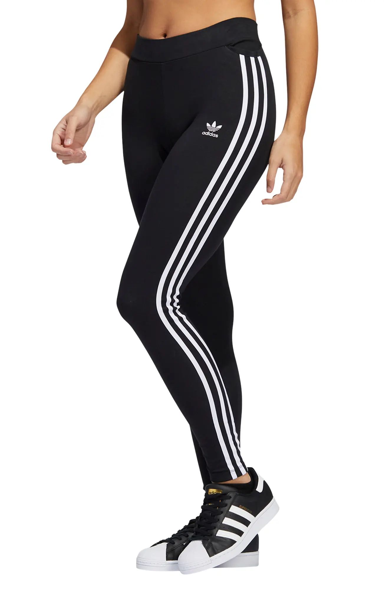 adidas Classic 3-Stripes Tights, Size Xx-Small in Black at Nordstrom | Nordstrom
