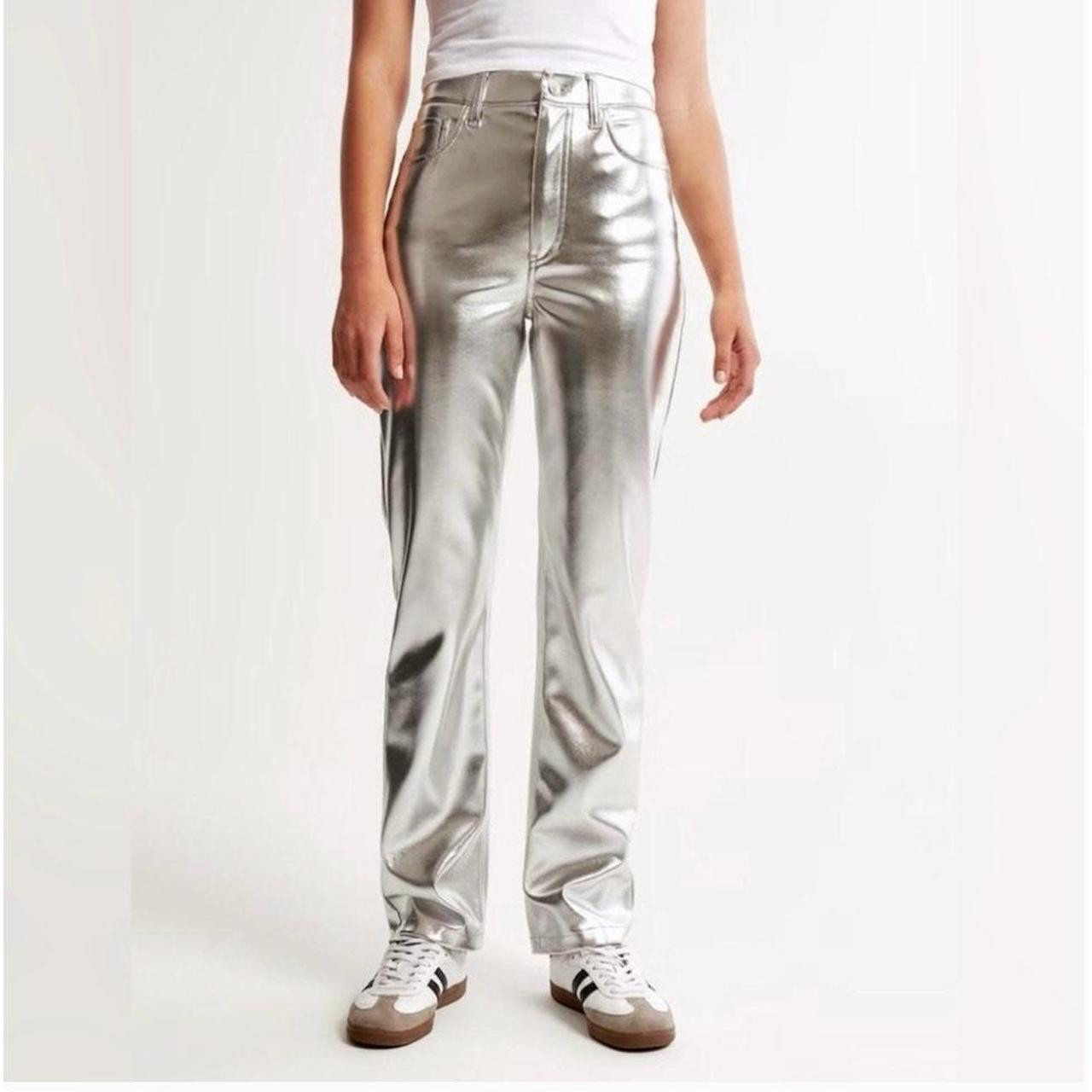Abercrombie & Fitch Women's Pants - Silver | Depop US
