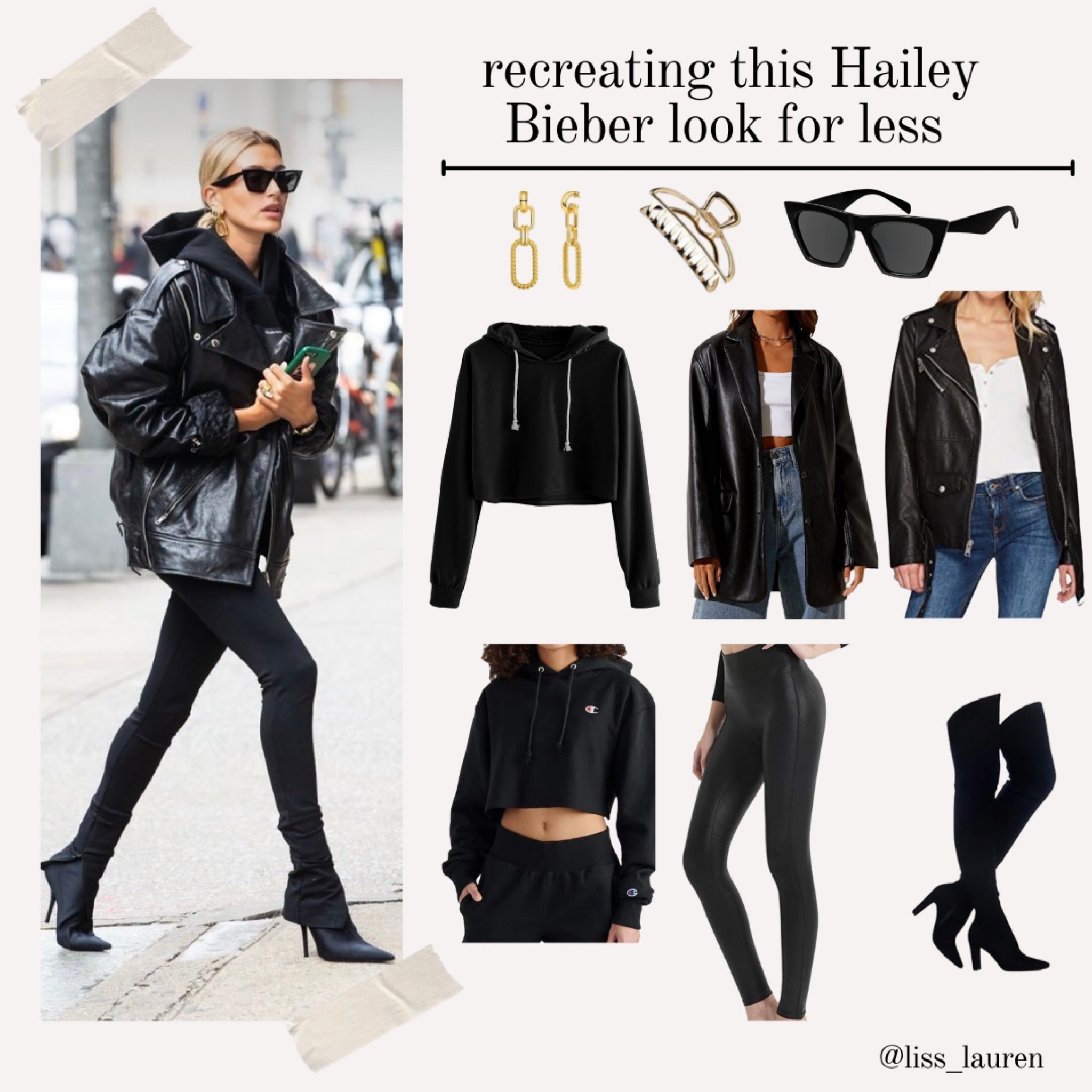 Bieber look alike without breaking the bank, all pieces are from Amazon just in time for prime day! 

Trendy, neutral, black leather, hailey Bieber, fall fashion, fashion looks, affordable clothing, black and gold

#LTKunder100 #LTKSeasonal #LTKstyletip