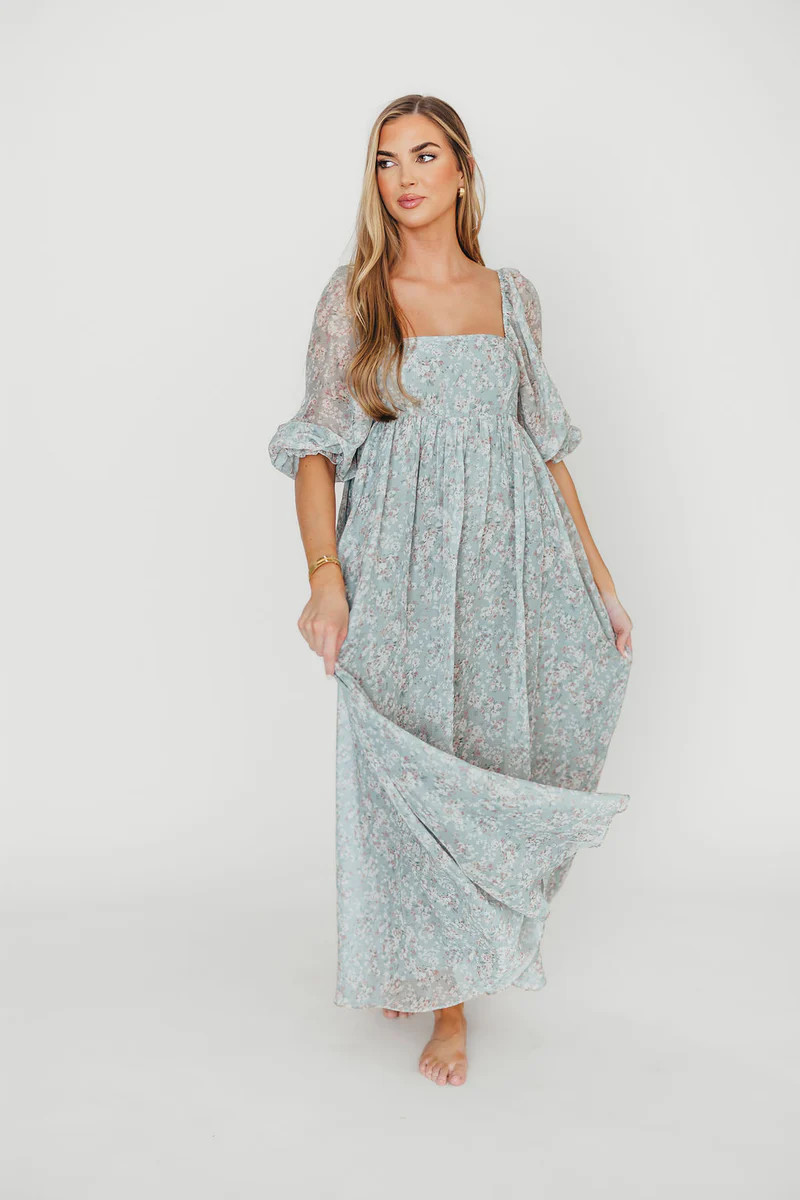 *New* Mona Maxi Dress with Smocking in Sage Green Floral - Bump Friend | Worth Collective