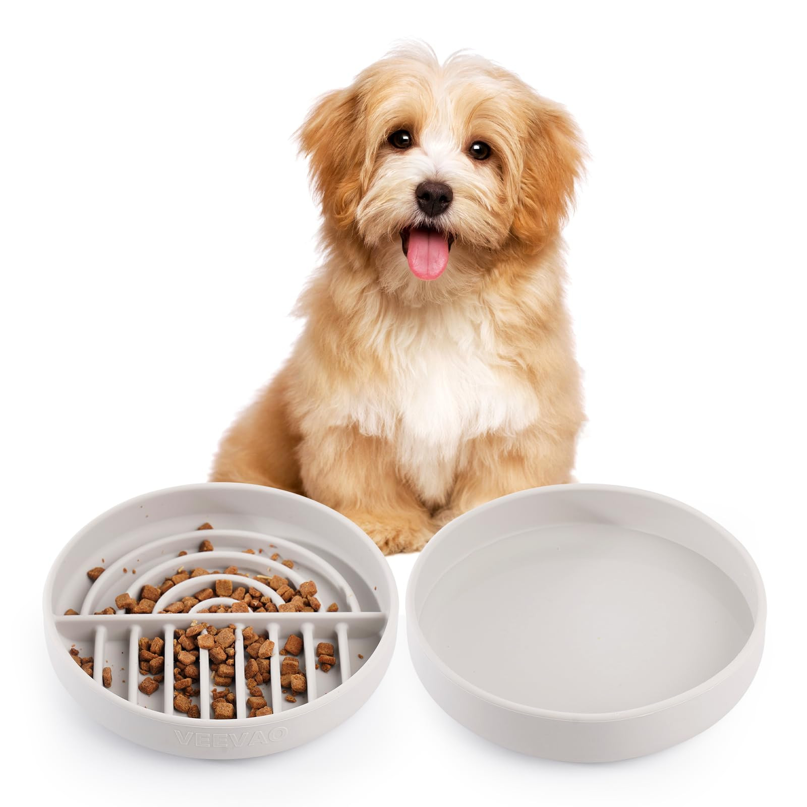 Slow Feeder Dog Bowls Set for Small Dogs & Cats, Portable Non-Slip Silicone Food & Water Bowls, P... | Amazon (US)