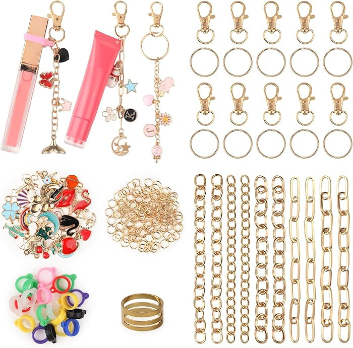 Starry 176 Pcs Keychain Making Kit,Including 10 Keychain Clips 10 Extender Chains 30 Charms Jewel... | Amazon (US)