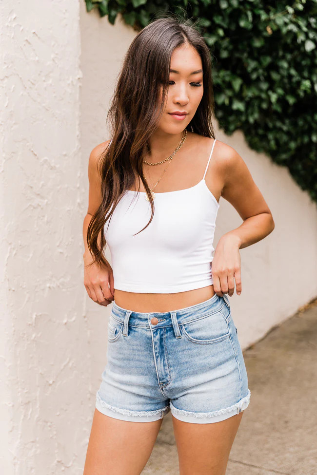 Album Of Memories White Crop Tank | The Pink Lily Boutique