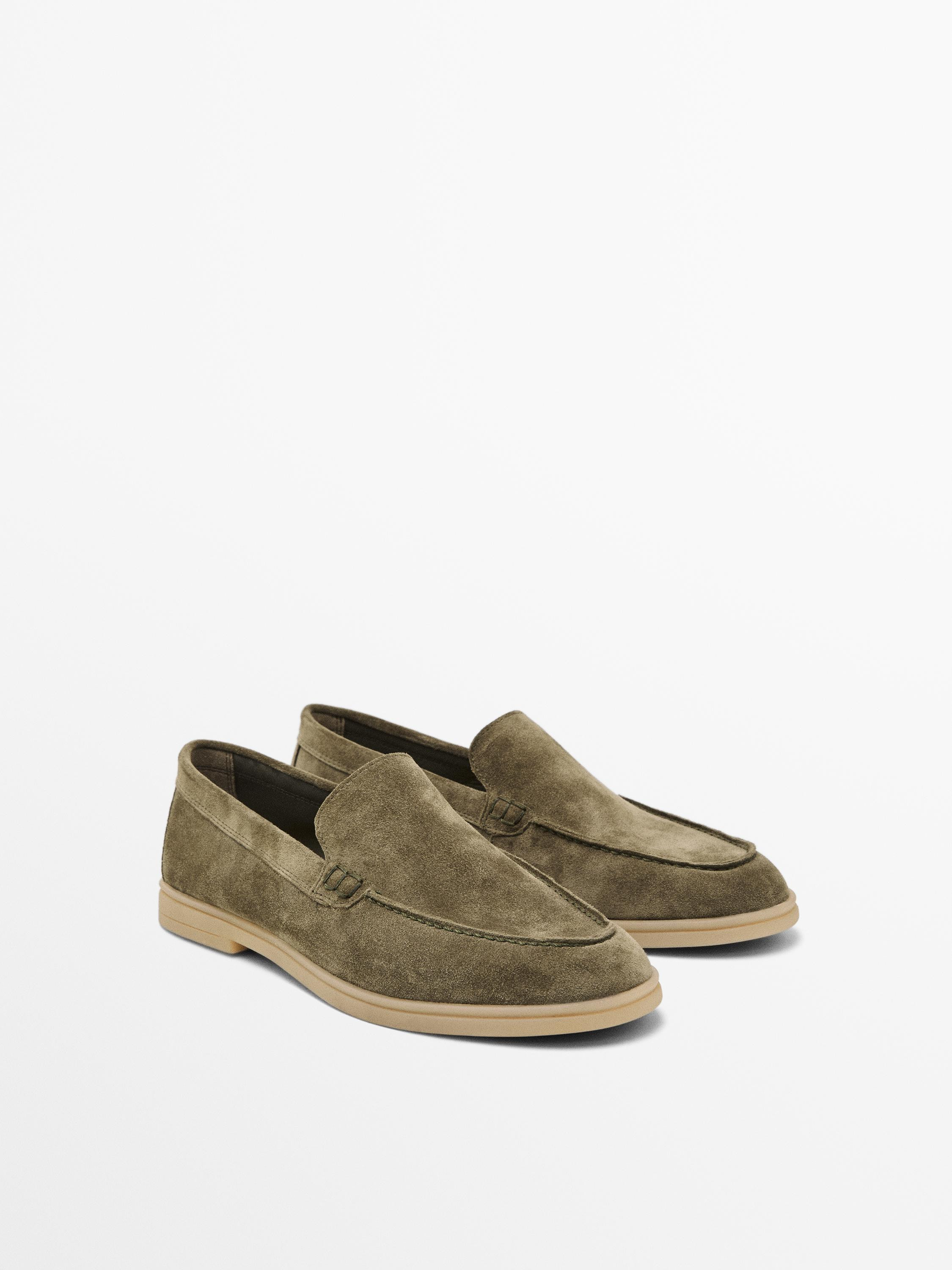 Split leather loafers | Massimo Dutti US