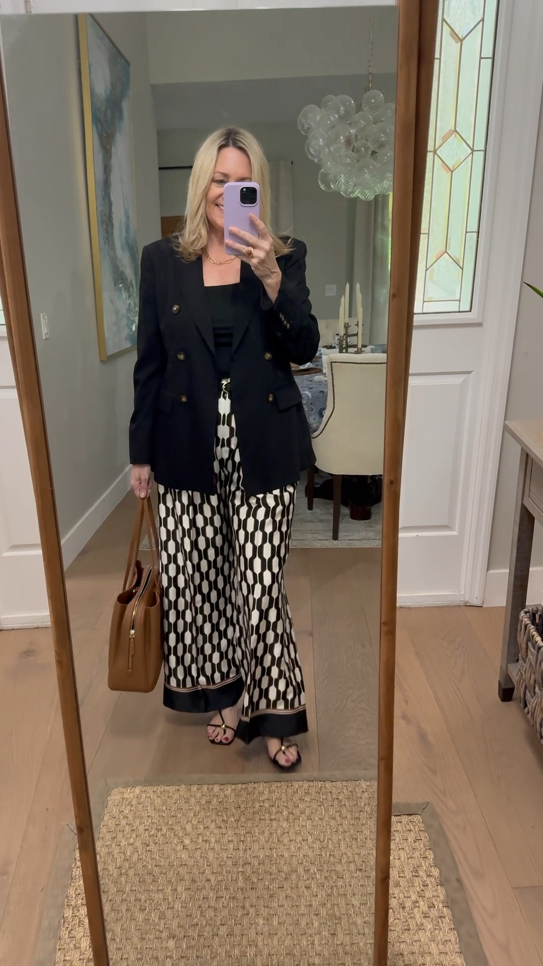 Fall business casual look with these awesome printed pants.  Work outfit, work bag

#LTKootd #LTKWorkwear #LTKOver40