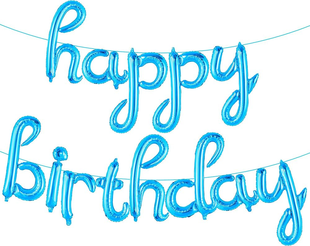 KatchOn, Blue Happy Birthday Balloon Banner - 16 Inch | Blue Happy Birthday Cursive Sign | Happy ... | Amazon (US)