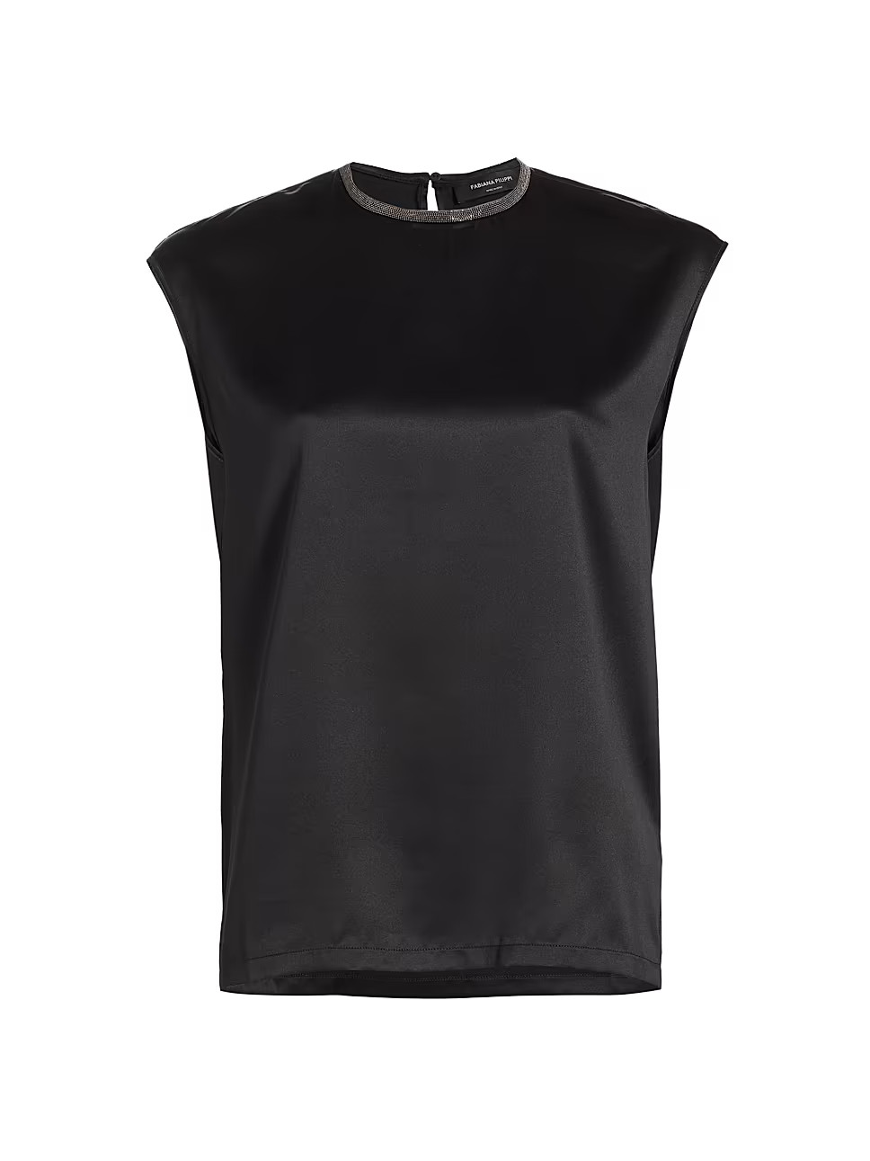 Beaded Cap-Sleeve Satin Blouse | Saks Fifth Avenue