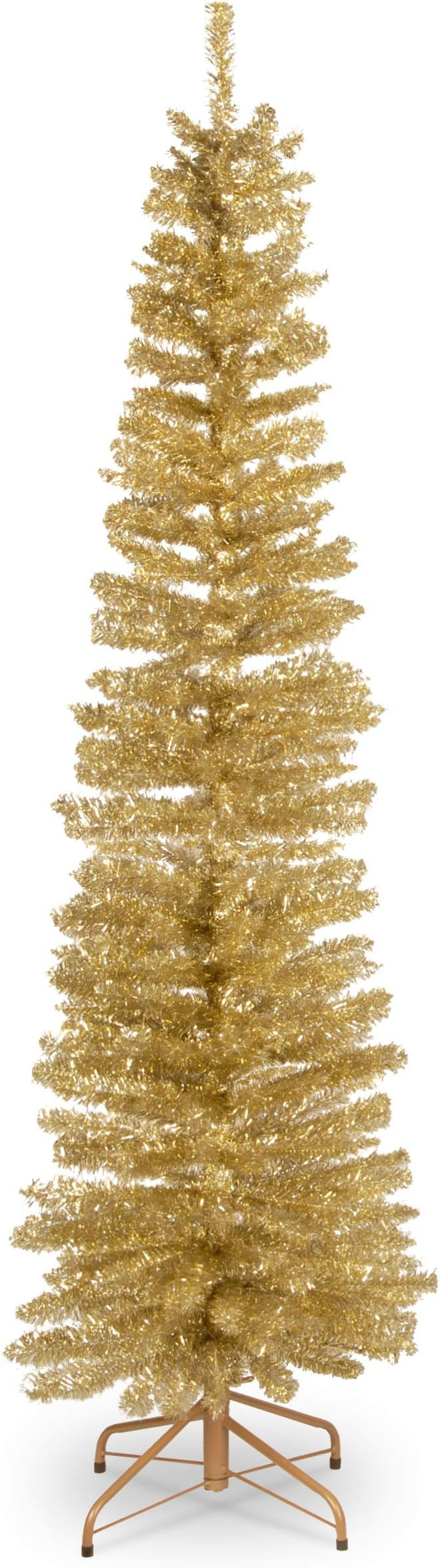National Tree Company Artificial Christmas Tree, Champagne Gold Tinsel, Includes Stand, 6 feet | Amazon (US)