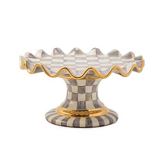 Sterling Check Ceramic Fluted Cake Stand | MacKenzie-Childs