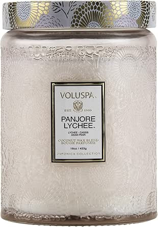 Voluspa Panjore Lychee Candle | Large Glass Jar | 18 Oz. | 100 Hour Burn Time | All Natural Wicks... | Amazon (US)