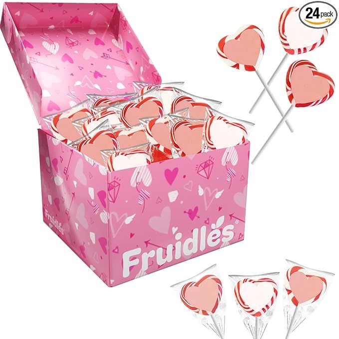 Valentine's Day Red and White Swirl Heart Lollipop Candy Sucker Assorted, Individually Wrapped (2... | Amazon (US)