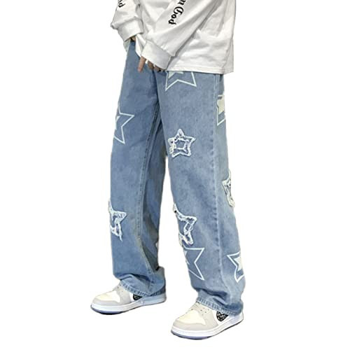 FantasyGears Y2k Jeans Men Grunge Hip Hop Baggy Pants Straight Leg Graphic Denim Joggers Loose Goth Trousers Streetwear | Amazon (US)