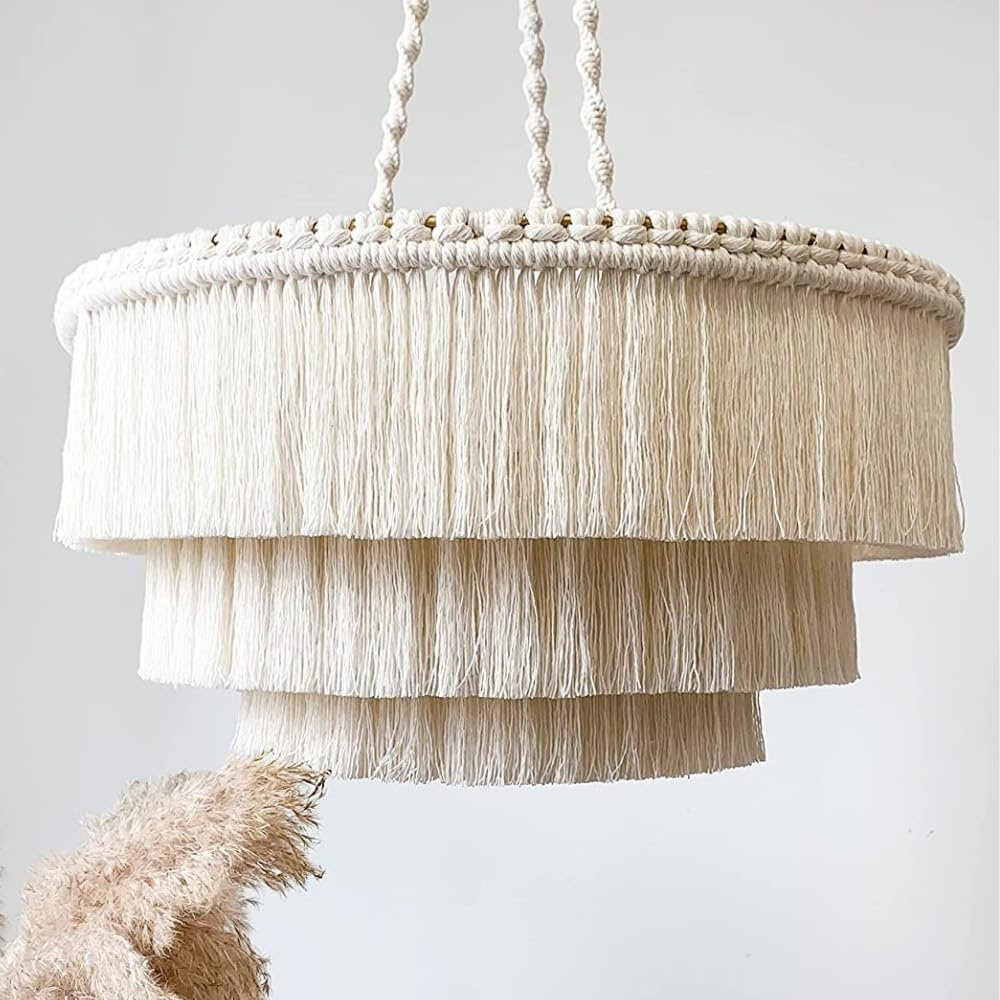 lagom Bohemia Tassel Pendant Light,3 Lights, Fringe Chandelier, Ceiling Light Handmade,Boho Light... | Amazon (US)