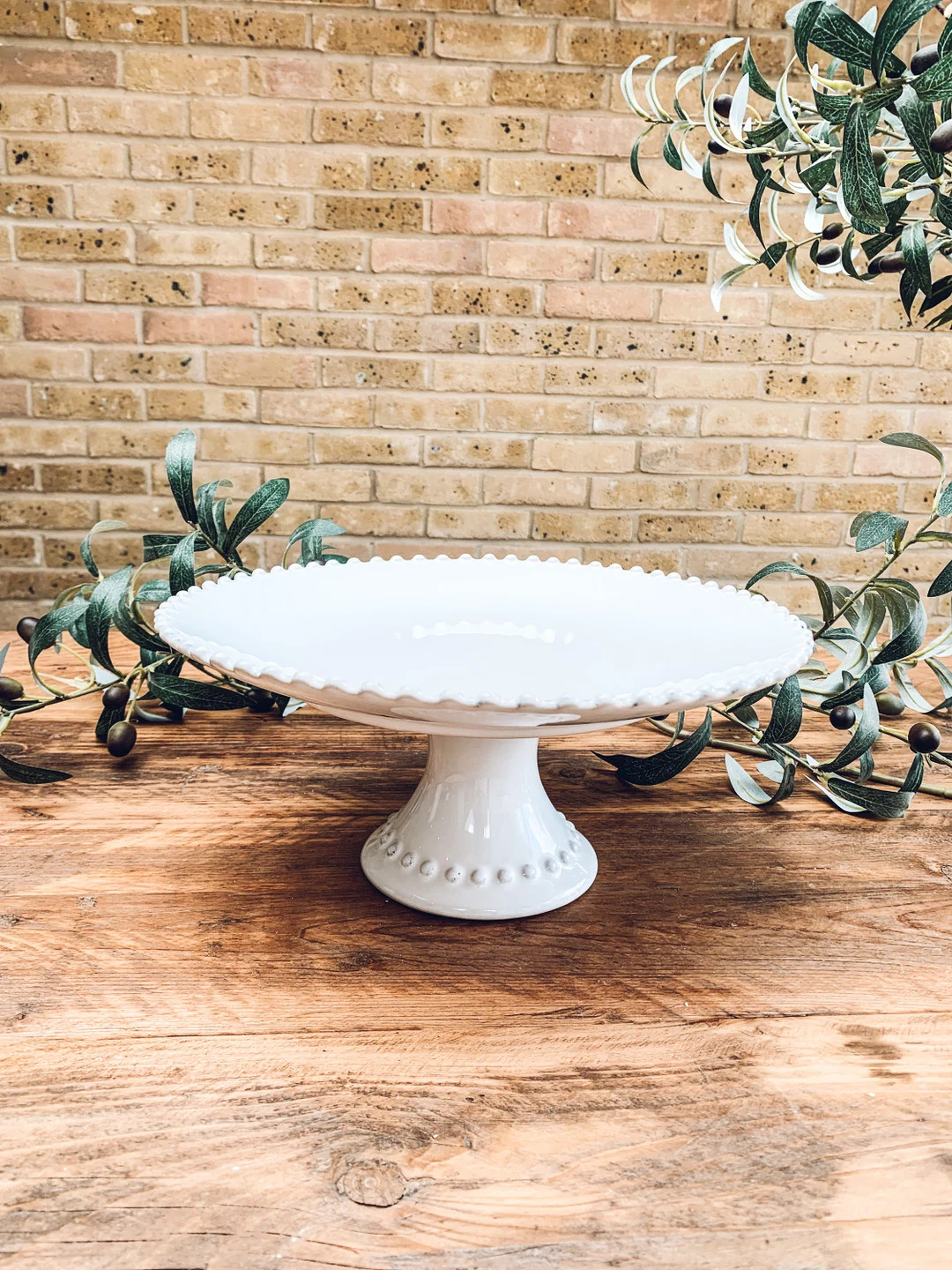 White Pearl Edge Cake Stand Three Sizes Beautiful Stoneware - Etsy UK | Etsy (US)