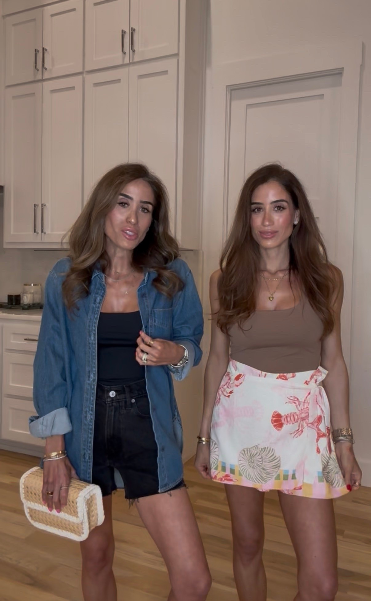 Spring outfit idea, vacation outfit idea: oversized denim shorts with black denim shorts  with cute spring rattan bag 

#LTKPetite #LTKSeasonal