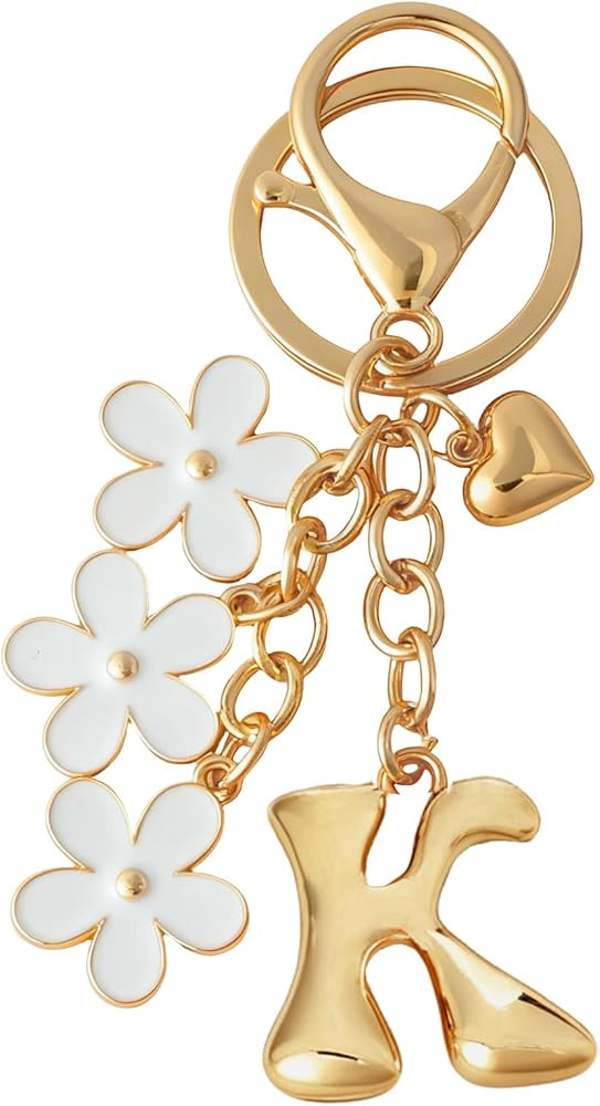 Snycler Bubble Initial Keychain Cute Flower Charms Keyring for Handbag Backpack–Personalized A-... | Amazon (US)
