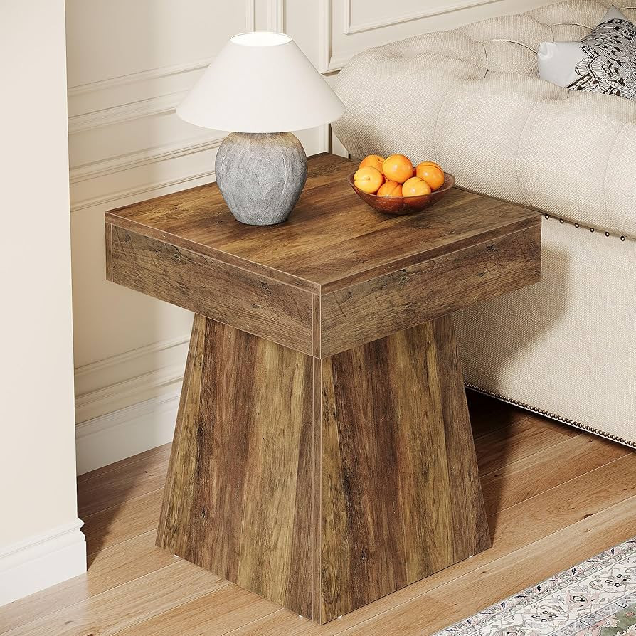 Tribesigns Rustic End Table, Living Room Side Table with Wide Base, Farmhouse Nightstand Beside B... | Amazon (US)