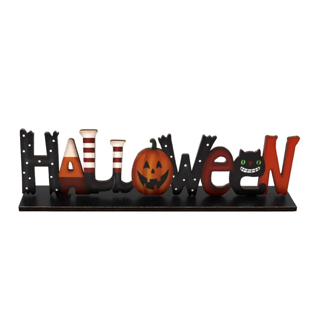 Happy Halloween Wooden Centerpiece Signs Halloween Table Decorations with Skull Pumpkin Decor Hal... | Walmart (US)