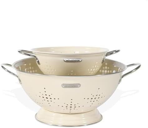 Metal Colander 2 Pack, Strainer Bowel with Handles 2Qt & 6Qt Powder Coated Solid Ring Base Heavey... | Amazon (US)