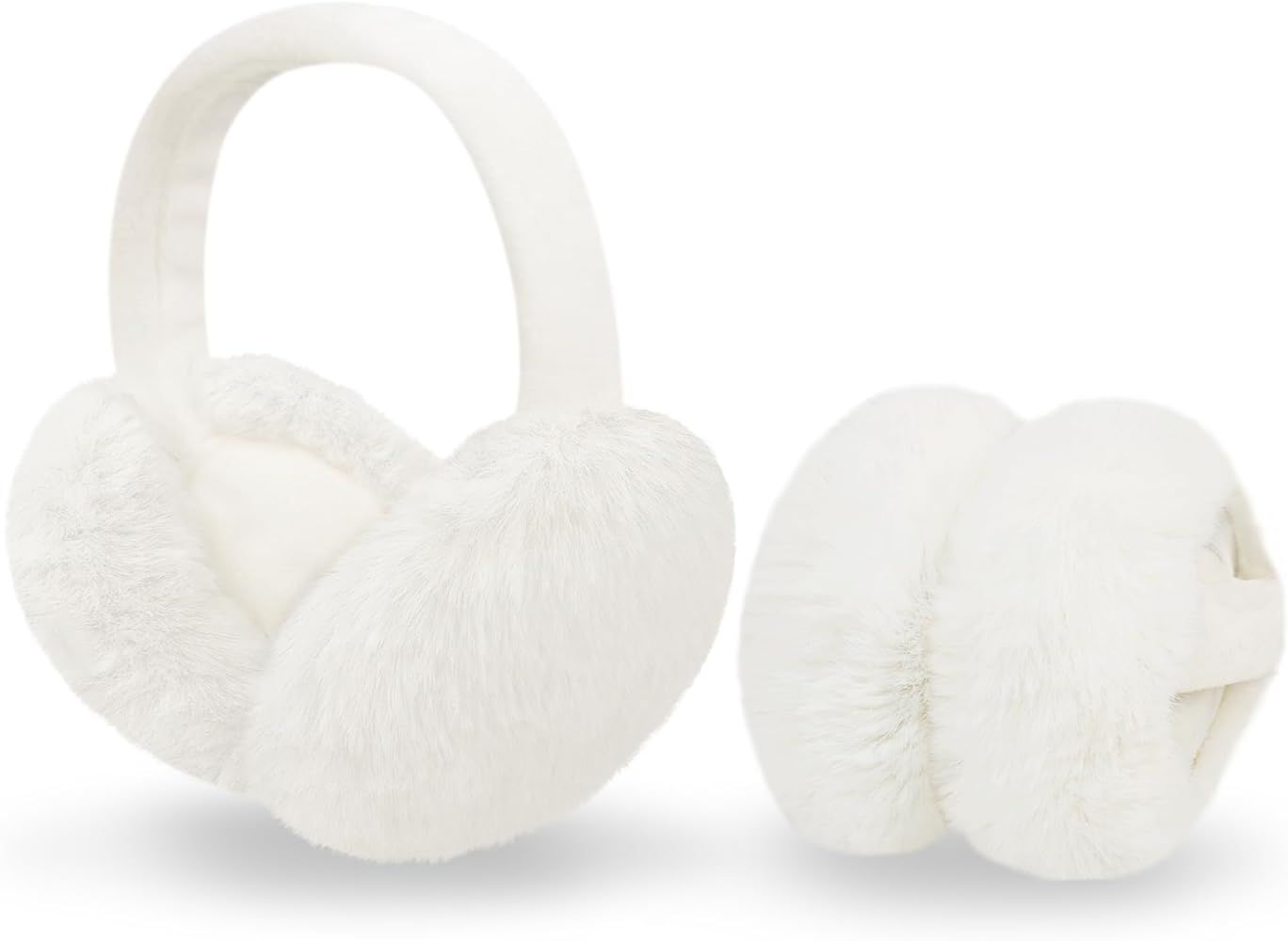 Senker Fashion Women Winter Earmuffs Foldable Faux Fur Ear Muffs with Cute Detachable Bow Warm Ea... | Amazon (US)