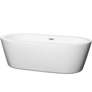 Wyndham Collection Mermaid 71 in. Acrylic Flatbottom Center Drain Soaking Tub in White-WCOBT10037... | The Home Depot