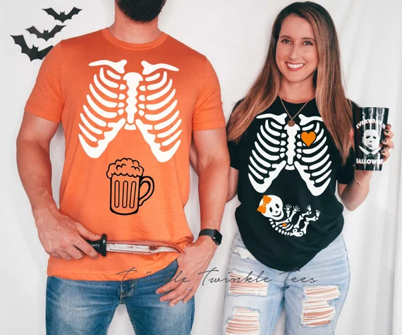Skeleton Maternity Couples Halloween t-shirt - halloween pregnancy shirt - halloween t-shirt - pr... | Etsy (US)