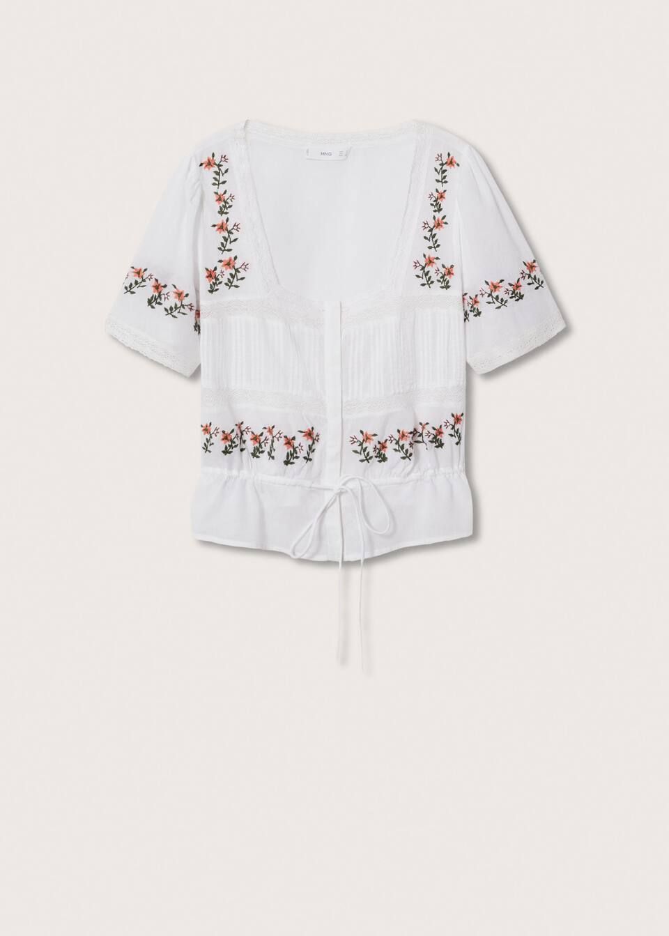 Embroidered cotton blouse | MANGO (US)