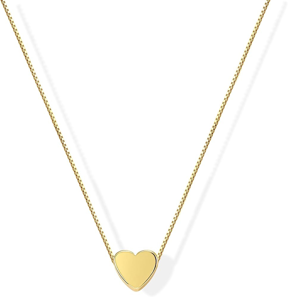 Foxgirl Gold Heart Necklaces for Women 14k Gold Plated Pendant Necklace Simple Cute Necklaces for... | Amazon (US)
