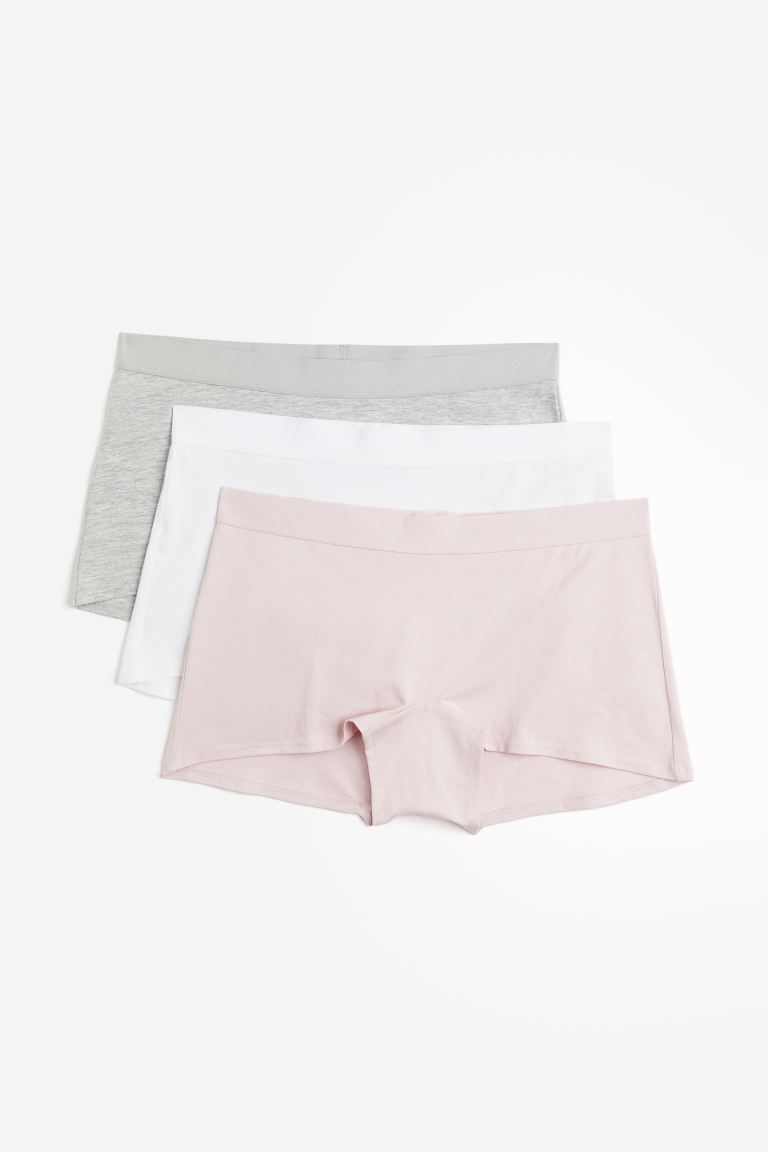 3-pack Cotton Shortie Briefs - Light pink/light gray melange - Ladies | H&M US | H&M (US + CA)