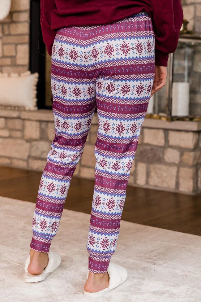 Need My Rest Berry Fair Isle Lounge Joggers FINAL SALE | The Pink Lily Boutique