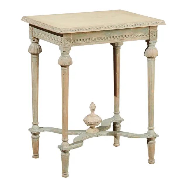 19th Century Swedish Gustavian Style Painted Console Table with Carved Finial | Chairish