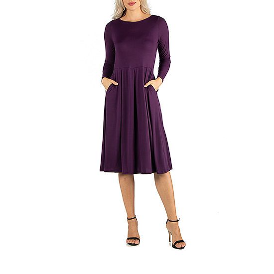 24/7 Comfort Apparel Midi Fit and Flare Dress | JCPenney