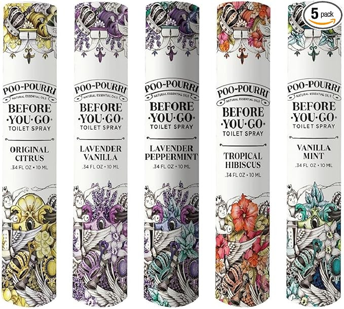 Poo-Pourri Before-You-Go Toilet Spray, Travel Essentials, .34 Fl Oz, In A Pinch Variety 5 Pack, E... | Amazon (US)